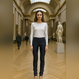 MSGM CASUAL BLUE FAUX LEATHER PANTS
